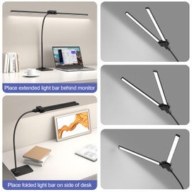 EppieBasic Led Desk Lamp,24W 31.5IN Architect Double Head Desk Lamps for Home Office,Dimmable & 6 Color Modes Extra Bright Modern Table lamp with Base,Overhead Computer Lighting for Workbench Monitor