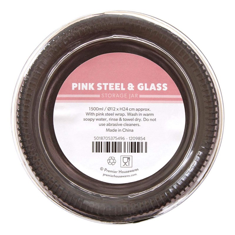 Premier Housewares Homeitem, Glass, steel, Pink, 12x12x24