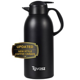 Thermal Coffee Carafe 102 oz / 3L - Up to 12 Hours Hot, Insulated Stainless Steel Carafe for Hot Liquids, Insulated Coffee Carafes For Keeping Hot for Parties -Large Tea Carafe Flask(black)