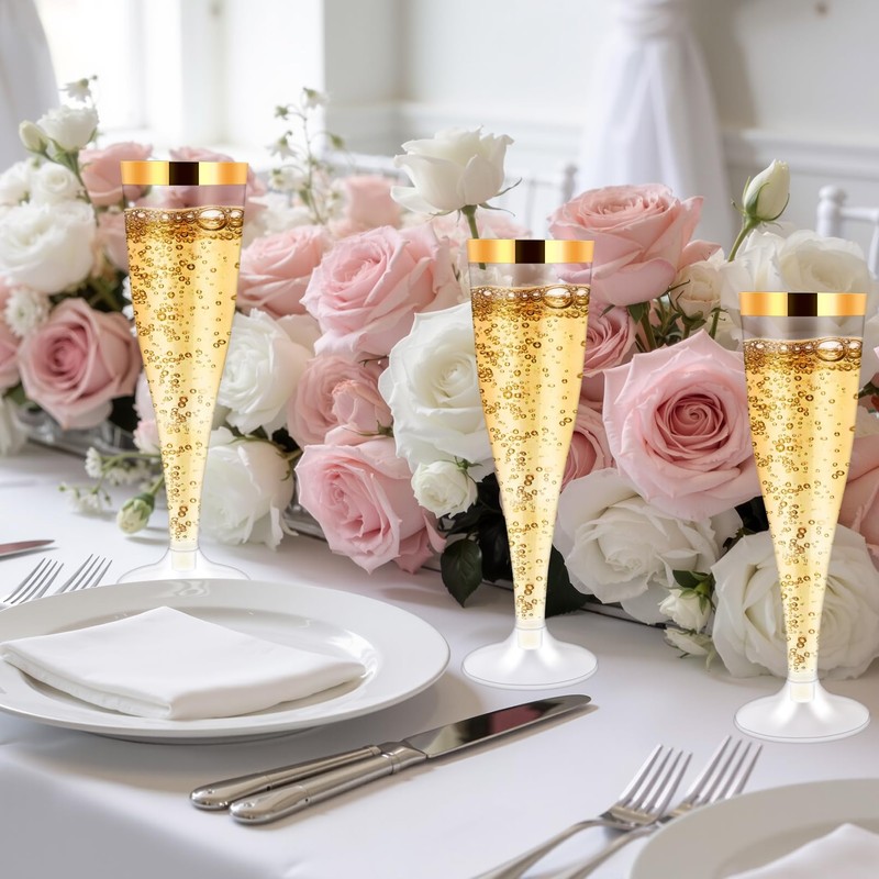 100 Pack Plastic Champagne Flutes,Champagne Glasses Disposable