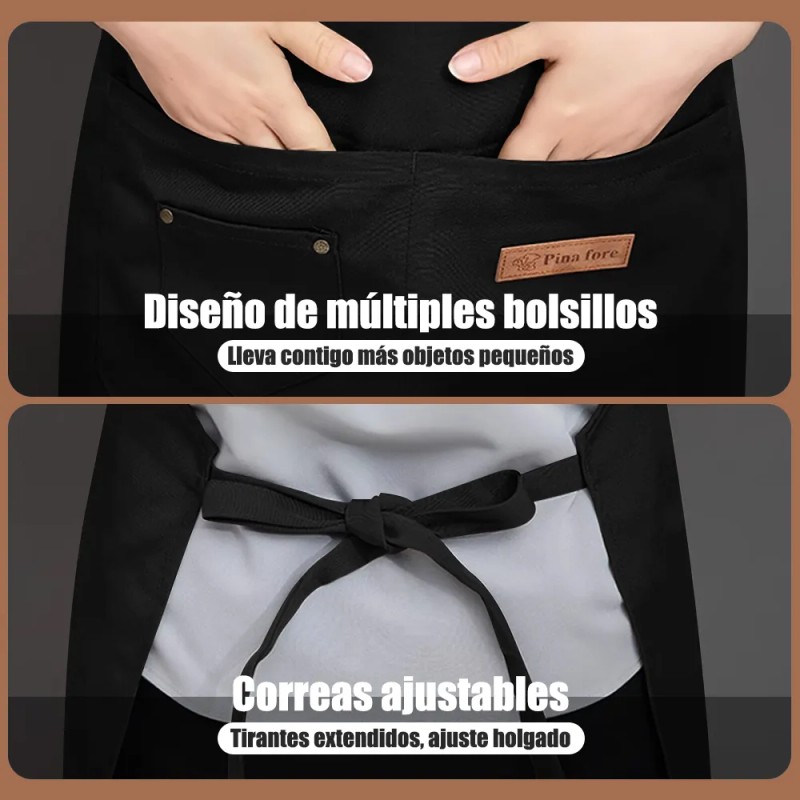 2 Pzs Mandil Delantal Cocina Chef Multiusos Ajustable