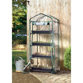 Miracle-GRO 23" x 17" x 57" All-Season 4-Tier Mini Grow House Outdoor or Backyard Easy Assembly Portable Greenhouse, Translucent