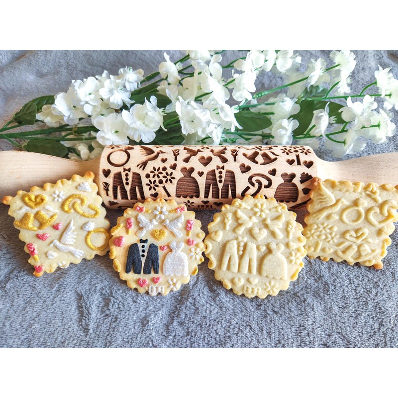 Impress Bakeware – Embossed Rolling Pin with Wedding Pattern in