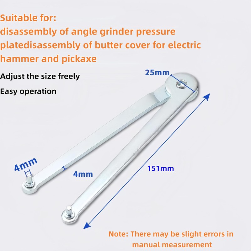 Adjustable Pin Spanner Wrench, Angle Grinder Locknut Tool for Backing