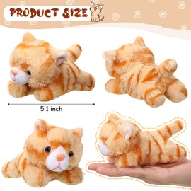 16 Pcs Stuffed Animals Bulk Assorted Small Plushies Soft Plush Pets Cute Stuffed Pet Animal Plush Toys Small Plush Animals for Classroom School Party Favors Supplies Stocking Stuffers (Lying Cat)