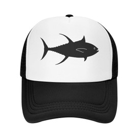YNHXYFT Tuna Fish Hat Mesh Cap for Men Women, Adjustable Trucker Hat Baseball Cap Black