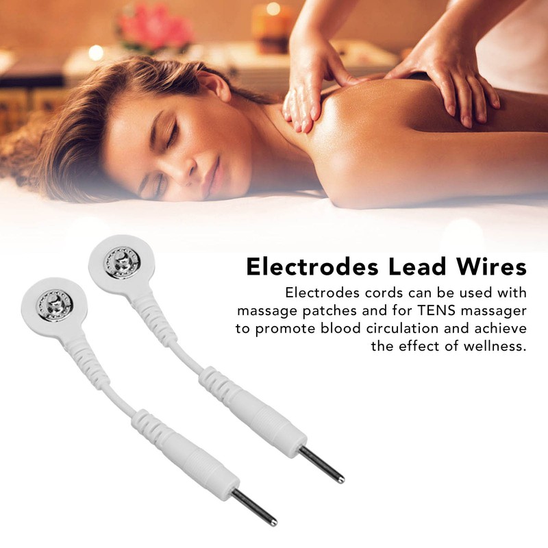 20Pcs Electrode Wires 2.0in Portable Replacement Button Electrode Lead Wires