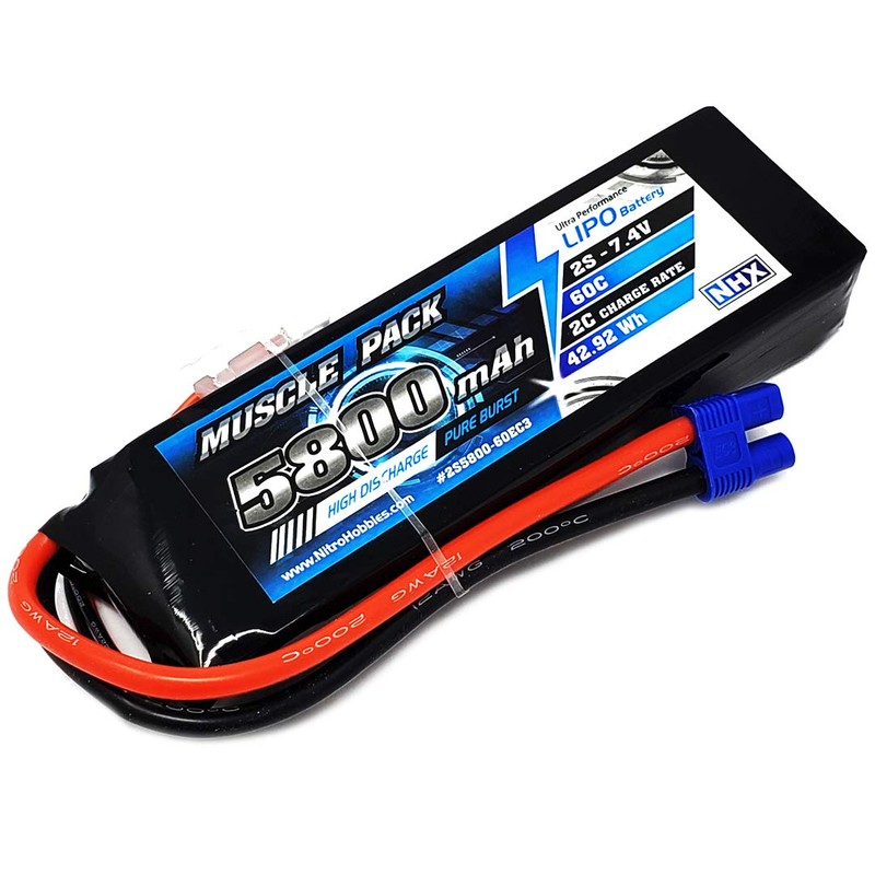 NHX Muscle Pack 2S 7.4V 5800mAh 60C Lipo Battery w/