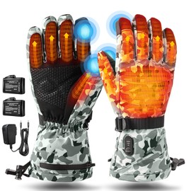 Rechargeable Heated Gloves for Men Women,7.4V Fast Heating Gloves Liners, Hand Warmers Arthritis Gloves, Heater Cold Winter Gloves, Snowmobile Camping Cycling Skiing Hiking Working Gloves Camo M