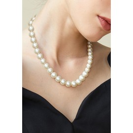 BABEYOND Round Imitation Pearl Necklace Wedding Pearl Necklace for Brides