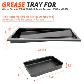 QuliMetal Grease Tray with Catch Pan for Weber Genesis 300 Series Gas Grills with Side Control Knob (2007-2010), Genesis E310, Genesis E320 Drip Pans Replace Weber #67767/67758 Genesis Grease Tray