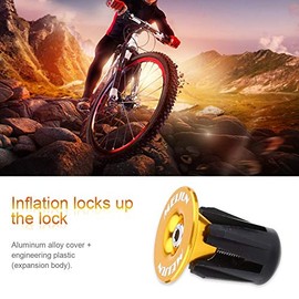 VBESTLIFE Bicycle End Plugs, Pack of 2 Bicycle Handlebar End Plugs Handlebar Caps Bicycle Handlebar Grips Handlebar End Cap for Most Bikes (Gold) Ride