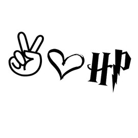 Peace Love and HP Inspired 8" Vinyl Sticker Car Decal (8" Black)