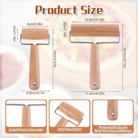 2 Pcs Small Rolling Pin with Handle, Wood Rolling Pins, Non-Stick Pizza Roller for Tortilla Cookie Dumpling Home Kitchen Baking Cooking