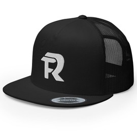 RIVEMUG FR Trucker Hat Flat Bill Mid Crown Adjustable Corridos Belicos Tumbados Cap Black