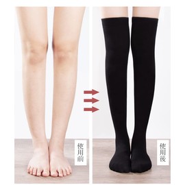 RAKUKOU Over Knee Socks, Cotton, Long Socks, Knee High Socks, Cotton, Thermal, Cold Protection, Soft, Beautiful Legs, Commuting to School or Work, Cute, 2-Line - White