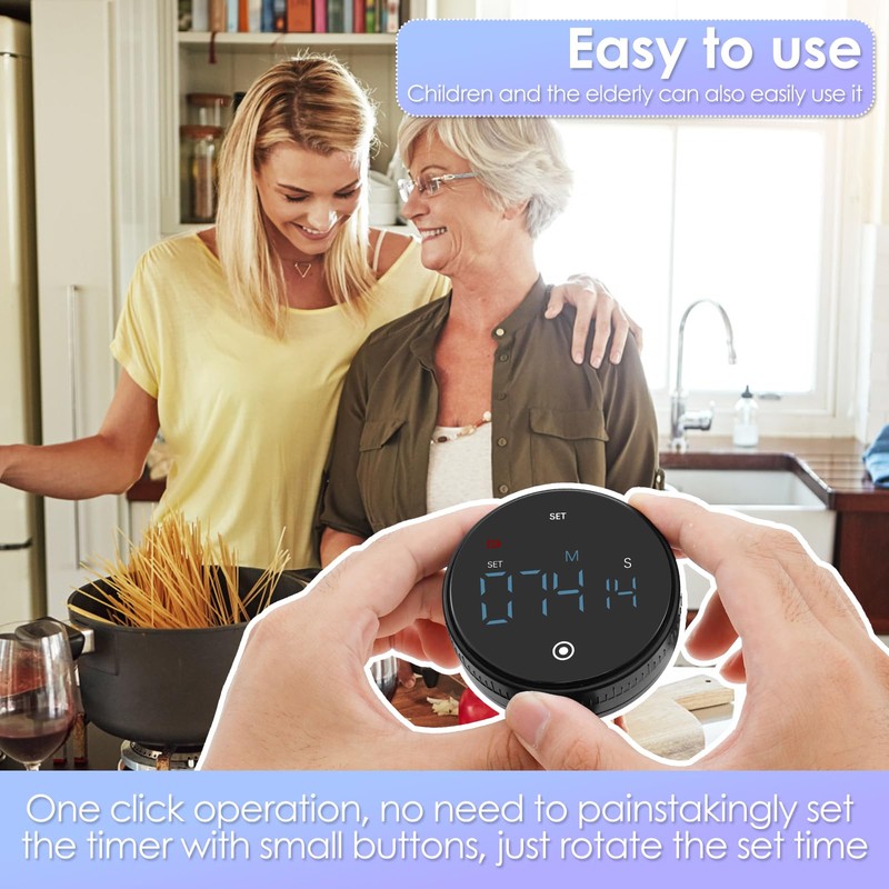 Magnetic Kitchen Timer with Large Display Digital Kitchen, Easy to