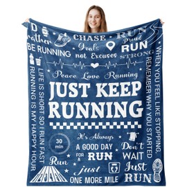 QOJUYO Gifts for Runners, Cool Marathon Runner Gifts, Running Gifts for Women/Men, Running Blanket 60"x50"