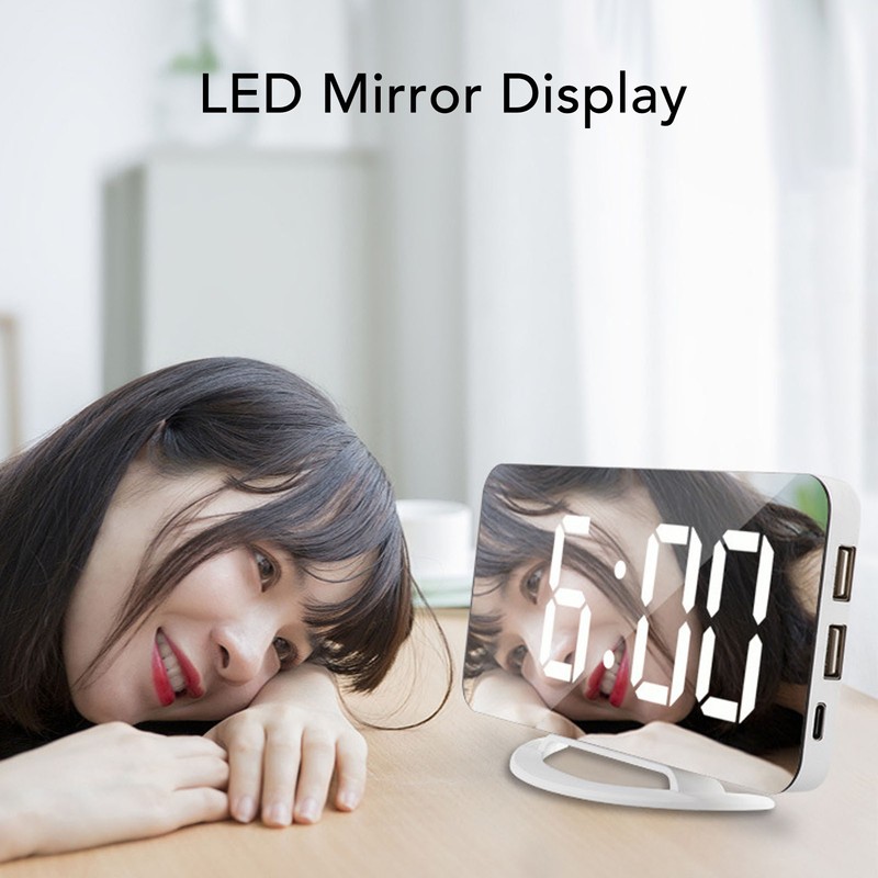 Alarm Clock Dual USB Output 3 Levels Brightness Light Sensing