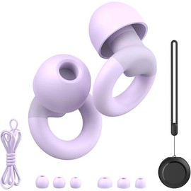 Earplugs for Sleeping,Noise Reduction Soft Silicone Earplugs with 7 Pairs Custom Noise-Cancelling Ear Wells Plugs Tips&One Connection Cord,Hearing Protection Reusable Earplugs Adults for Sleeping,Concert,Work&Sound Reduction 25dB-30db Plastic - Color: Ro