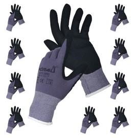 kör4u Elite Work Gloves, Breathable and Coated, Protective Gloves, Gardening Gloves, Women's and Mechanic's Gloves, High-Quality Nitrile Coating, Oil-Resistant, 10 Pairs