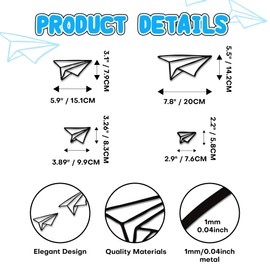 Xedatric 4 Pce Paper Planes Metal Wall Art – Aviation Wall Art Airplane Nursery Decor Eco-Friendly Airplane Wall Decor for Kids' Room, Living Room, Café