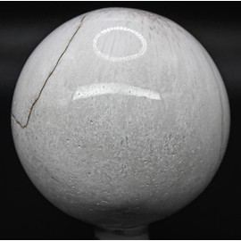2.4" 270g White Scolecite Sphere Polished Natural Zeolite Gemstone Crystal Mineral Specimen Ball - India + Stand