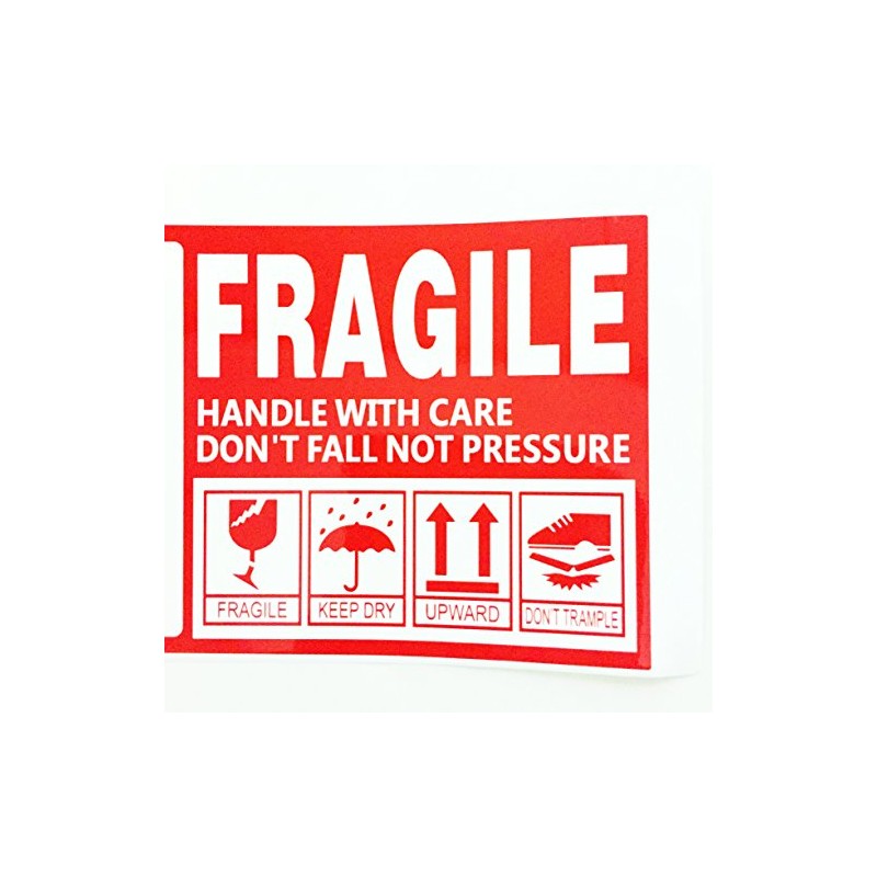 Creve Cell FRAGILE Flagile Sticker Labels Small 9x5cm Waterproof Glossy