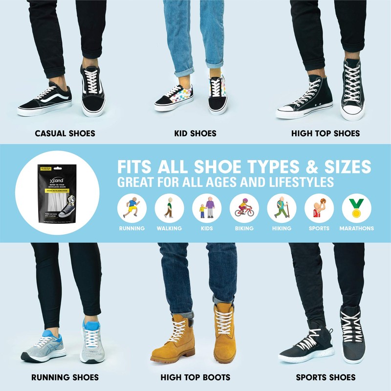 [Xpand] メンズ ノータイ シューレースシステム 靴ひも 伸縮ひも - フリーサイズ 大人 子ども靴用
