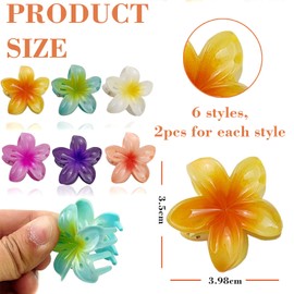Hebterrka Pack of 12 4cm Flower Hair Clips for Women, Preppy Flower Hair Clips, Hawaiian Plumeria Hair Clips, Gifts for Women and Teen Girls