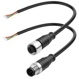 YACSEJAO M12 Connector Aviation Sensor Cable 25CM/0.8FT 5 Pin M12 1 Male+1 Female Wiring Cable IP67 Outdoor Waterproof Industrial Circular Connector (5 Pin)