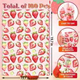 60 Sheets Strawberry Tissue Paper, 20x14 Inches Strawberry Printed Wrapping Tissue Paper Strawberry Art Decorative Tissue for Wedding Gift Wrapping (Pink Plaids)