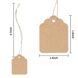 Price Tags with String Attached - Cuttte 500PCS Kraft Paper Hang Tags for Labeling Gifts Bags Clothes Jewelry Retail Garage/Yard Sale for Pricing 1.4x1.8inch