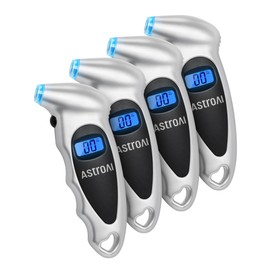 AstroAI Tire Pressure Gauge Digital 0-150PSI (Accurate in 0.1 Increments), 4 units for Car Truck Bicycle with Backlight LCD and Presta Valve Adaptor, Sliver (4 Pack)