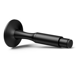 Modern Door Stopper for Bottom of Door, 4.09" Aluminum Decorative Matte Black Baseboard Door Stop with Silent Silicone Tip, Screw & Adhesive Mount for Wall