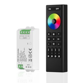 SEZO 2.4G RF RGB Controller Kit C03RF Controller and RC03RFB 4-Zone Wireless Remote Control Group Control Multiple Colour Modes for 5050 FCOB RGB LED Strip DC5-24V
