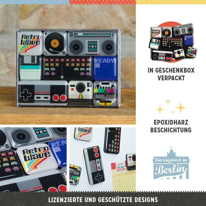 Nostalgic Art 83070 Retro Wave Media, Magnet Set 9-Piece