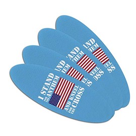 I Stand For The Flag Kneel Cross USA American Flag Patriotic Double-Sided Oval Nail File Emery Board Set 4 Pack