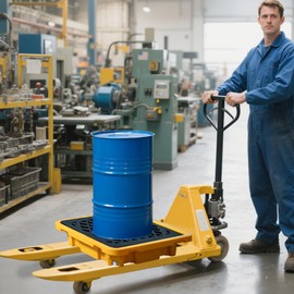 Cjgyz Spill Containment Pallet 26.4"x26.4"x6" - Anti-Slip Leakproof Detachable Plastic Tray with Drain - for Industrial/Outdoor Uses (1 Pcs)
