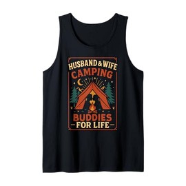 Tent Camping Couple Marriage Wedding Vintage Retro Husband & Tank Top