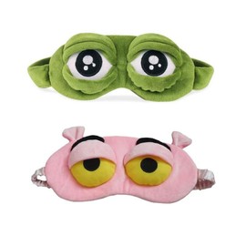 RAXLUPO Pack of 2 Eye Mask Cartoon Sleeping Eye Mask 3D Cute Animals Sleep Mask Blindfold Sleep Travel Mask, Suitable for Funny Gifts, Men, Women