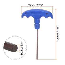 TA-VIGOR 5 x H2,5 T-Griff Sechskantschlüssel, 2,5 mm S2-Stahl T-Schlüssel Inbusschlüssel Werkzeug für Fahrräder, Möbel und mechanische Reparatur