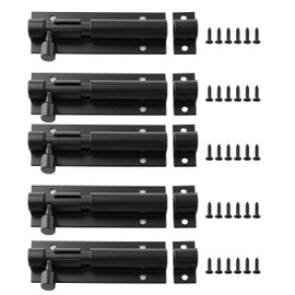 Cionyce 5 PCS Barrel Bolt Latch 3 Inch Heavy Duty Slide Lock, Black Aluminum Alloy Slide Latch Door Lock Barrel Latch for Security Gate Slide Bolt, Garage Door Latches, Warehouse Shed Latches