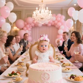 HUSHRICH Baby Girls 1/2 Birthday Party Hat, Cute Flower Princess Girls Half Birthday Crown, Adjustable Half Birthday Hat Baby Crown for Baby Girls 6 Monthes Birthday Party Pink Flower