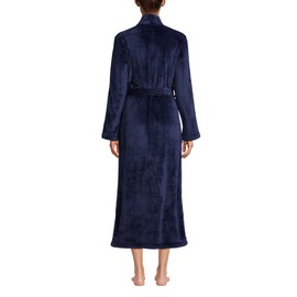 Lands' End Womens Cozy Plush Long Wrap Robe Deep Sea Navy Plus 2x