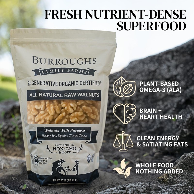 Organic Raw Walnuts Halves & Pieces – Unpasteurized, Regeneratively Grown