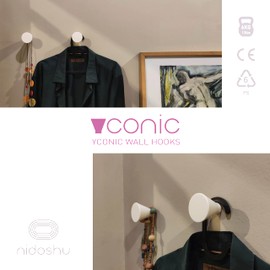 nidoshu Yconic 4 Modern Coat Hooks Wall Decorative Coat Hooks White Wall Hooks Round Design for Screwing Original Children's Wardrobe Towel Hooks or Wall Coat Rack for Jackets Bags Backpacks