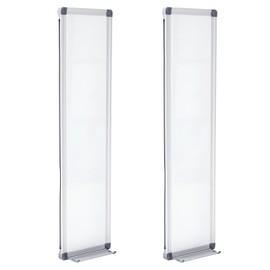 Ireer 2 Pcs Slim Skinny Whiteboard with a Tray to Do List Portable Narrow Tall Dry Erase Board for Door Wall Mounted Aluminum Magnetic Board for Home Office, 7.9"x 31.5"(White)