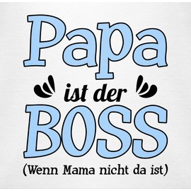 Shirtracer - Baby Bodysuit Boy Girl - Sayings - Papa ist der Boss wenn Mama nicht da ist - Blue, 1 White
