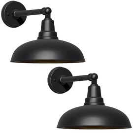 Acoji 14" Outdoor Gooseneck Barn Lights - Durable Wall Mount Lights, Weatherproof and Rustproof, Rustic Farmhouse Style for Porch, Garage or Patio 2-Pack